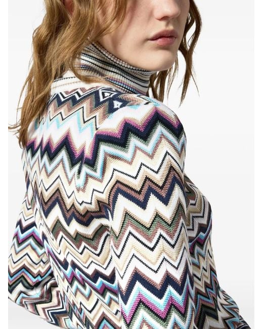 Missoni White Zigzag Roll-Neck Sweater