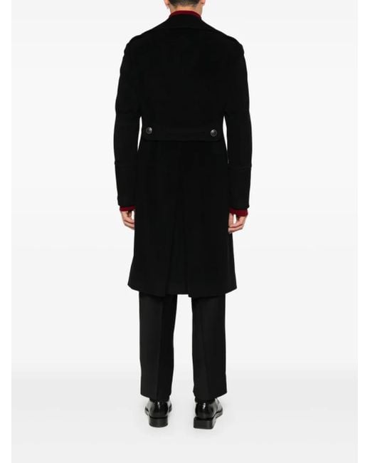 Tagliatore Black Double-Breasted Coat for men