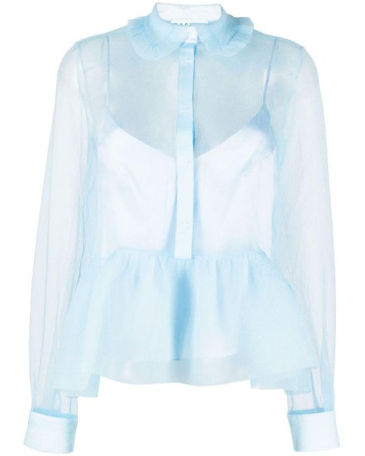 Bluse transparent blau Clearance