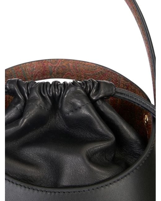 Etro Black Saturno Mini Leather Bucket Bag