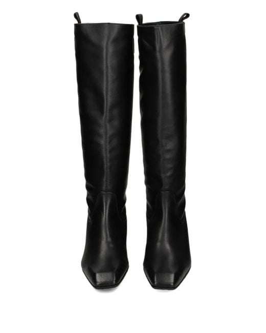 Ras Black Knee-High Square-Toe Boots