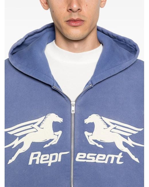 Represent Blue Pegasus Zip-Through Hoodie for men