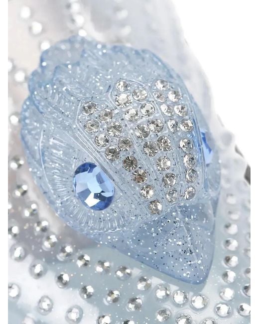 Kurt Geiger White Crystal-Embellished Eagle Pumps
