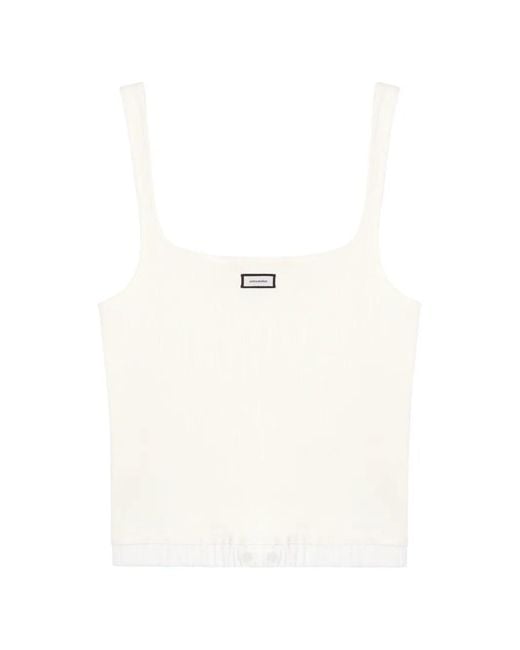 Entire studios White Ribbed Logo-Patch Tank Top