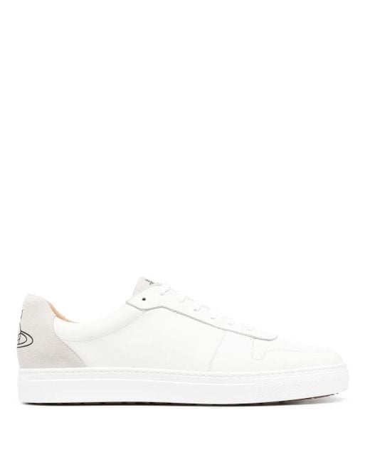 Vivienne Westwood White Logo-Print Calf Leather Sneakers for men
