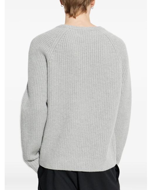 Lisa Yang Gray Raglan-Sleeve Crew-Neck Sweater for men