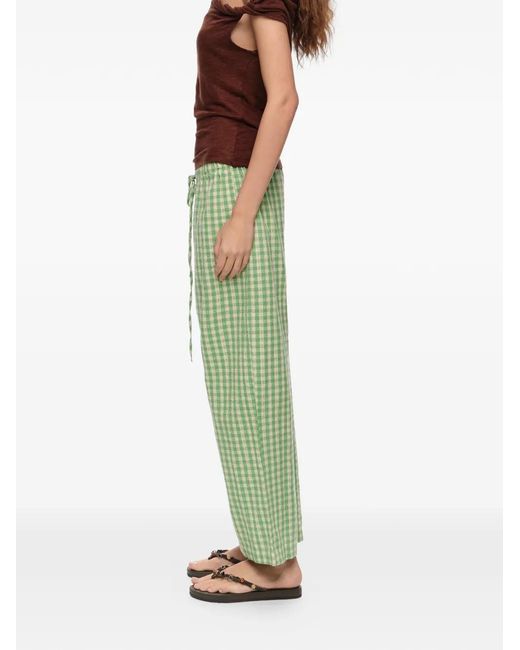 Bimba Y Lola Green Checked Corset-Waist Trousers