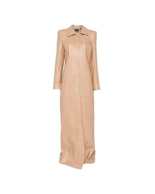 MITILIANE COUTURE White Contrast-Stitched Leather Coat