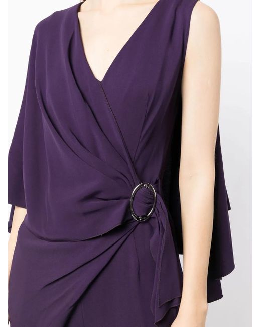 Alberta Ferretti Purple Draped-Detail Sleeveless Jumpsuit