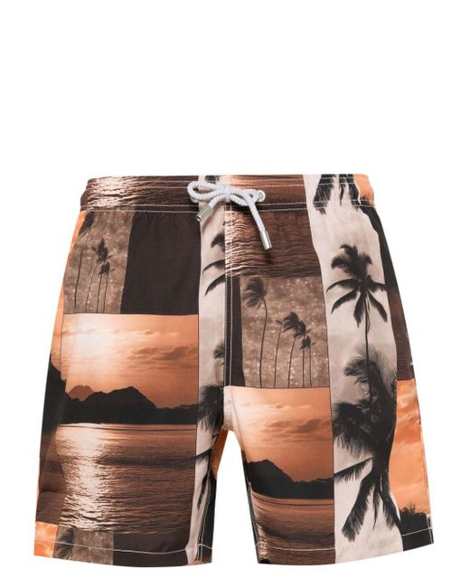 Mc2 Saint Barth Black Gustavia Photograph-print Swim Shorts for men