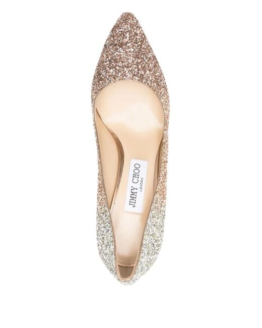 Jimmy Choo White Pumps im Glitter-Look