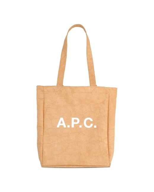 Borsa Tote Con Logo di A.P.C. in Natural