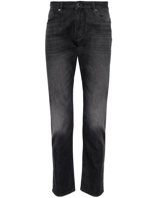 Emporio Armani Gray Mid-Rise Slim-Fit Jeans for men