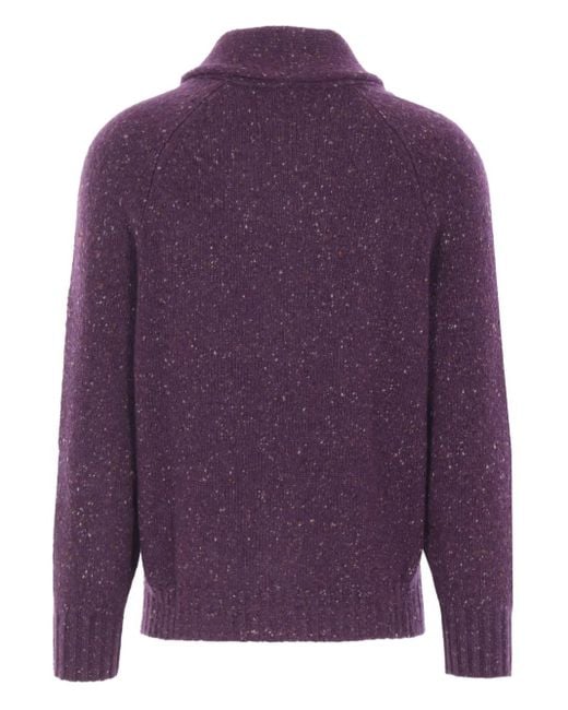 Brunello Cucinelli Purple Shawl-Collar Cardigan for men
