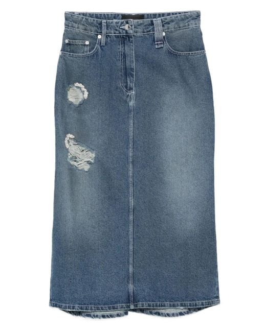 Simone Rocha Blue Distressed-Effect Midi Skirt