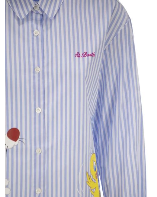 Mc2 Saint Barth Blue Brigitte Looney Tunes Striped Shirt