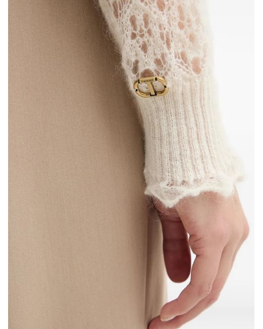 Twinset Natural V-Neck Button Top