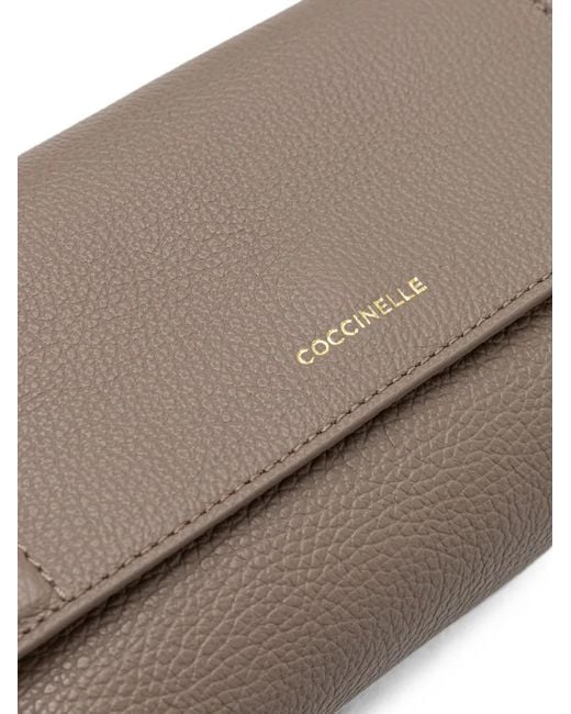 Coccinelle Gray Mini Thess Grainy Leather Shoulder Bag