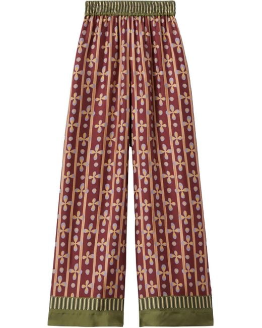 LaDoubleJ Red Graphic-Print Palazzo Pants