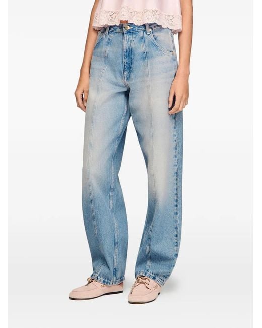 Sandro Blue Faded Barrel Jeans