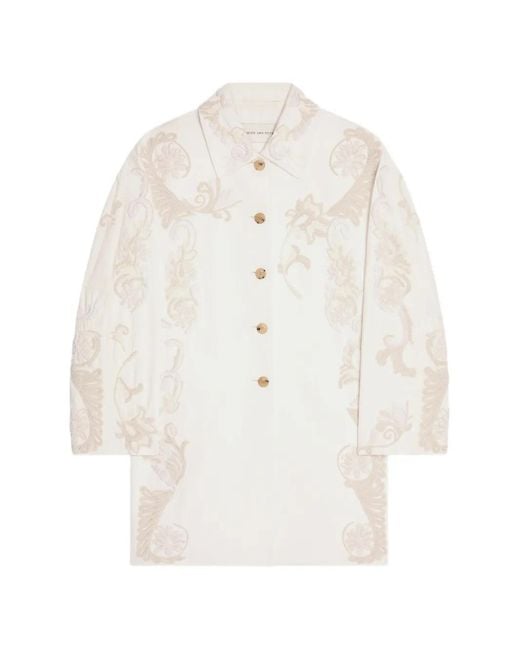 Dries Van Noten White Embroidered Coat