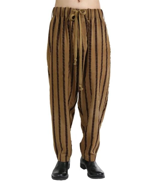 Uma Wang Natural Striped Loose Trousers for men