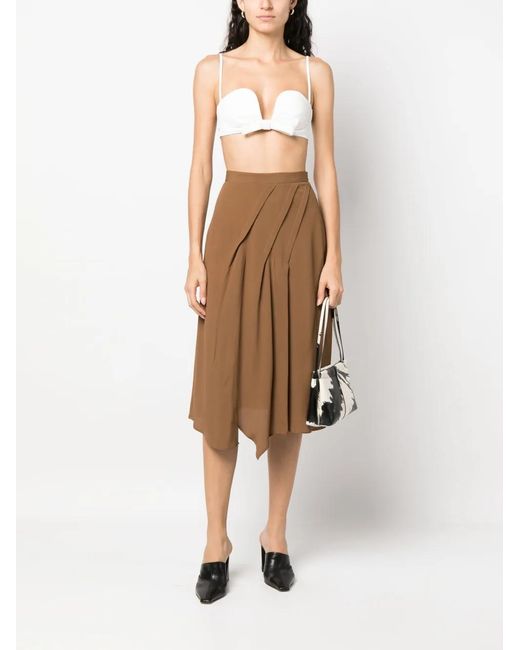 Blanca Vita Brown Draped Midi Skirt