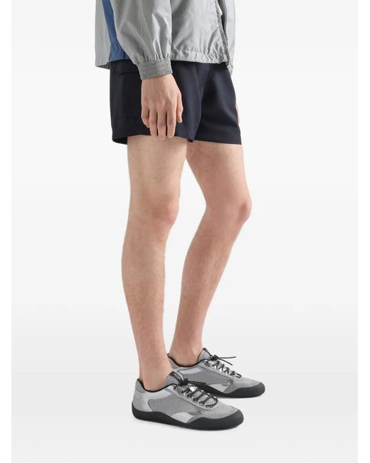 Prada White Speedrock Mesh-Fabric And Metallic-Leather Sneakers for men