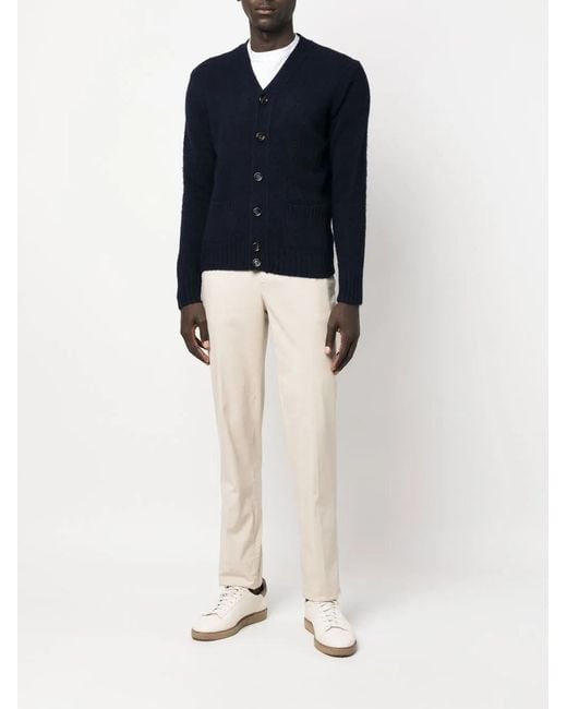 Aspesi Blue Button-Up Wool Cardigan for men
