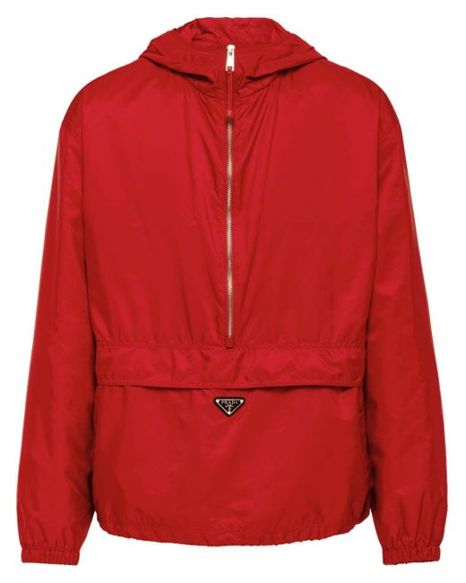 Chaqueta con capucha y logo esmaltado Prada de hombre de color Red