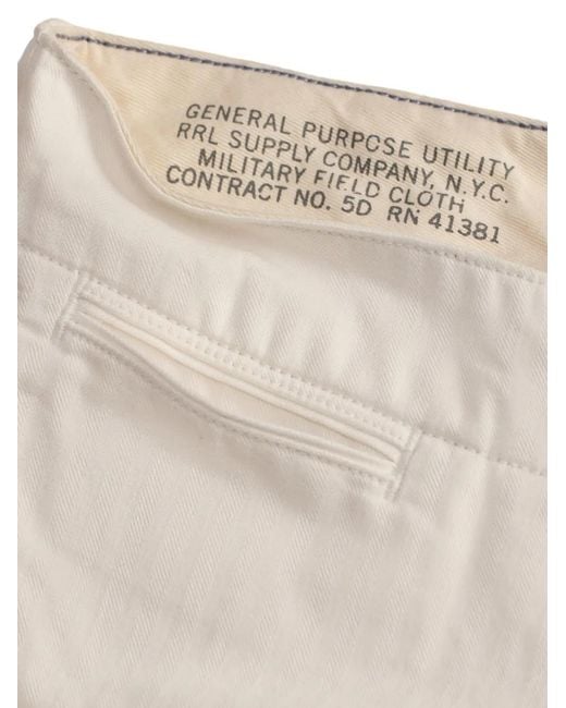 RRL White Buttoned Cotton Shorts for men