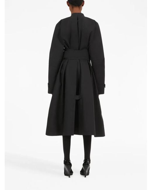 Ferragamo Black Zip-Detail Cotton Belted Trench Coat