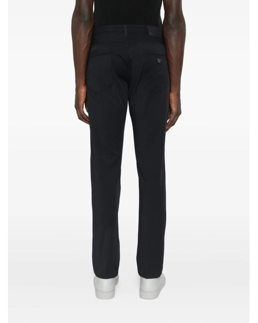 Emporio Armani Blue Logo-Plaque Trousers for men