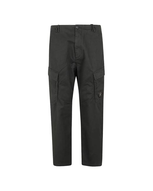 C P Company Black Lens-Detail Cotton Cargo Pants for men