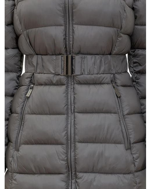 MICHAEL Michael Kors Gray Fur Trim Longline Jacket