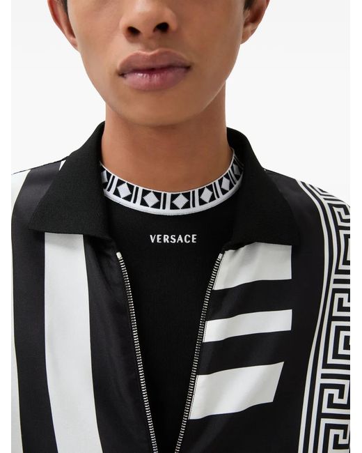 Cardigan En Maille Zippé À Empiècements En Soie Imprimés Versace pour homme en coloris Black