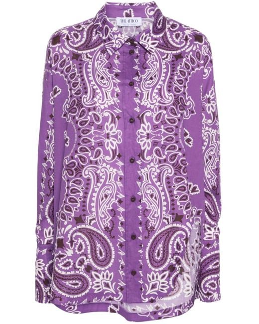 The Attico Purple Hemd mit Paisley-Print