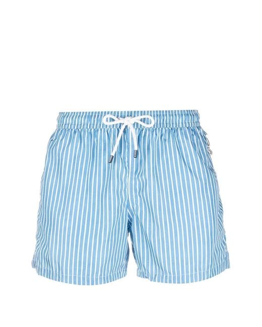 Fedeli Blue Striped Swim Shorts for men