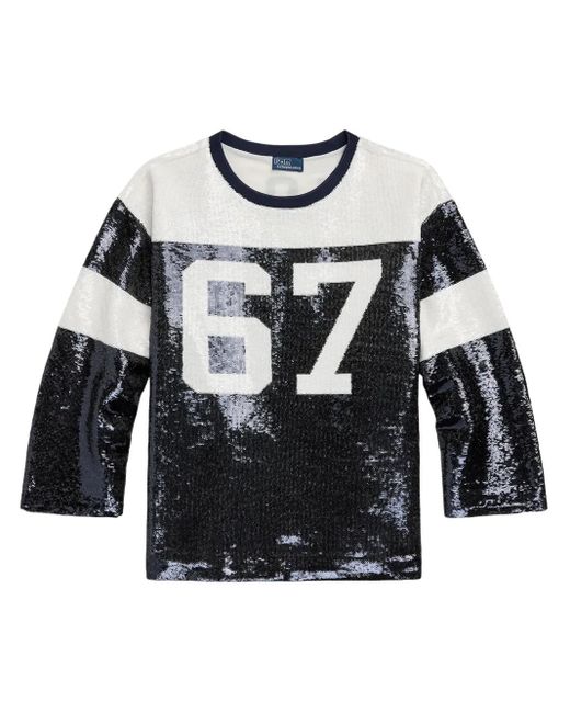 Polo Ralph Lauren Black Sequin-Embellished T-Shirt