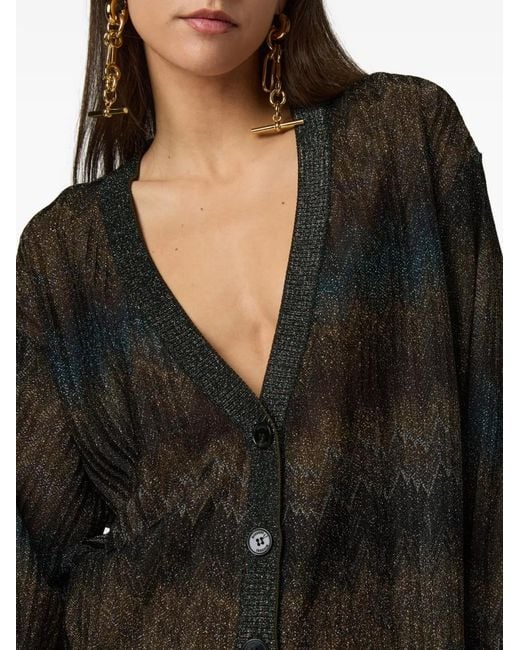 Missoni Black Zigzag-Pattern Metallic-Thread Cardigan