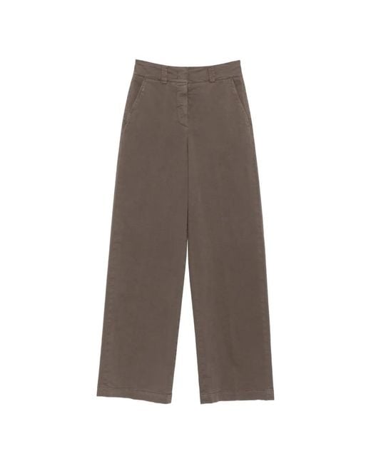 Peserico Gray Wide-Leg Cotton-Twill Trousers