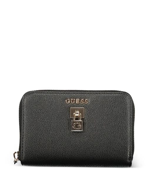 Guess Black Pebbled Padlock Wallet