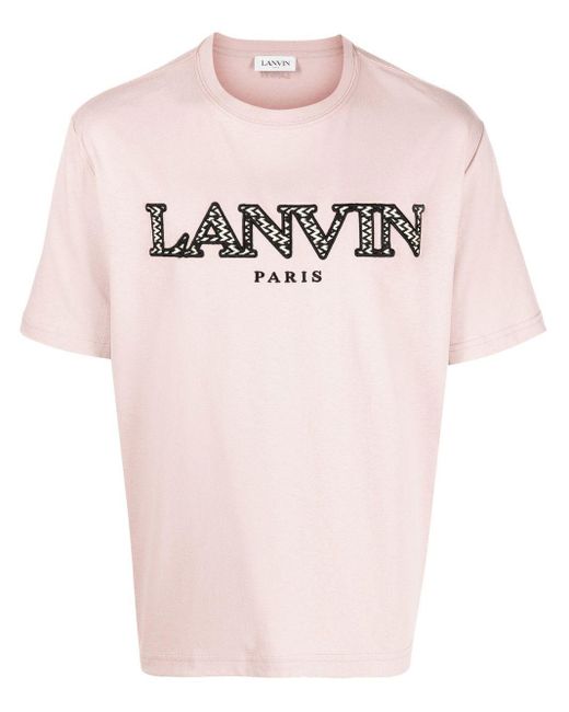 Lanvin Pink Embroidered-logo Short-sleeve T-shirt for men