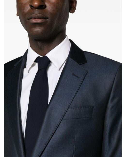 Boss Blue Single-breasted Wool Blend Suit for men