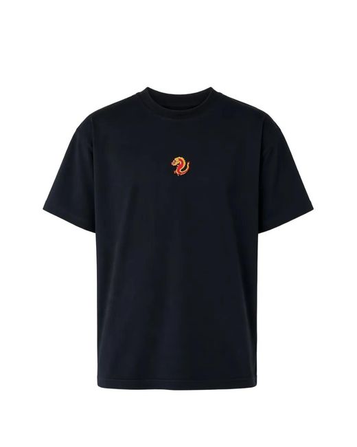 ALBERTO BRESCI Blue Dragon-Embroidered T-Shirt