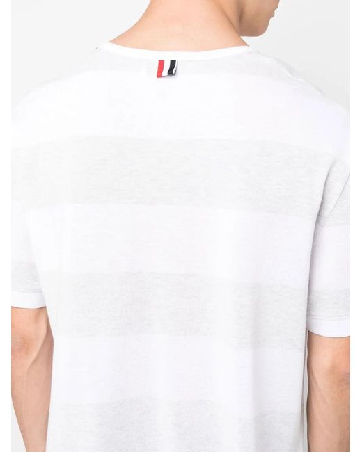 Thom Browne White Rwb Pocket Striped T-shirt for men