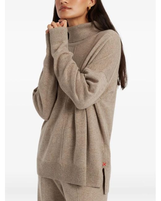 Chinti & Parker Brown Roll-Neck Side-Split Jumper