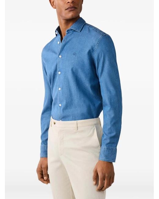 Hackett Blue Kent Cutaway-Collar Denim Shirt for men