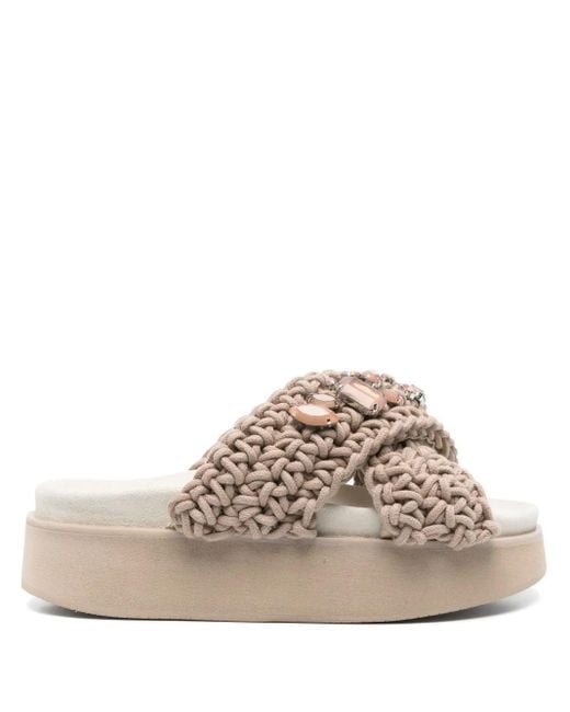 Inuikii 50mm Suede Platform Sandals Natural