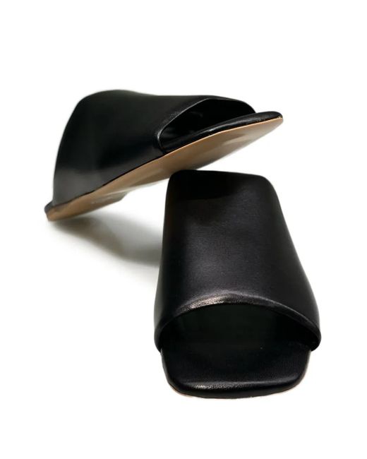 LA ROSE Black Nappa Sabot Sandals